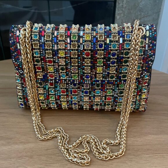 Sparkly Rhinestones Clutch Purses Crossbody Bag with Chain for Wedding Party - Picture 2 of 11